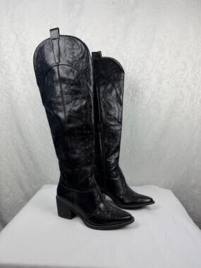 GPX Women's Black Embroidered Western Cowboy Boots 10WW Studded